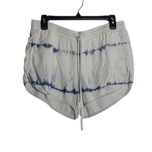 BELLA DAHL White & Blue Tie-Dye Athletic Shorts Size Medium